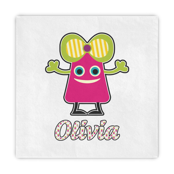 Custom Pink Monsters & Stripes Decorative Paper Napkins (Personalized)