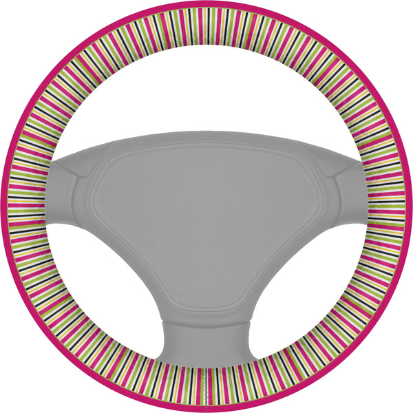 Custom Pink Monsters & Stripes Steering Wheel Cover