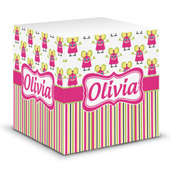 Pink Monsters & Stripes Sticky Note Cube (Personalized)