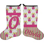 Pink Monsters & Stripes Holiday Stocking - Double-Sided - Neoprene (Personalized)