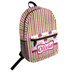 Pink Monsters & Stripes Student Backpack (Personalized)