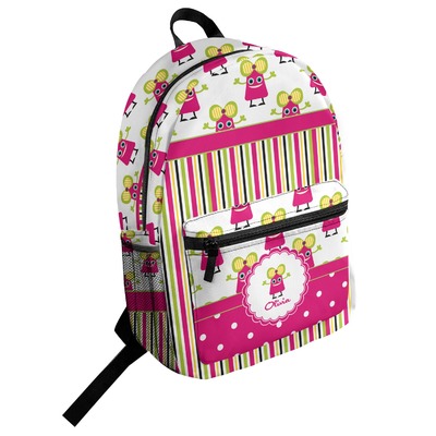 Pink Monsters & Stripes Student Backpack (Personalized)