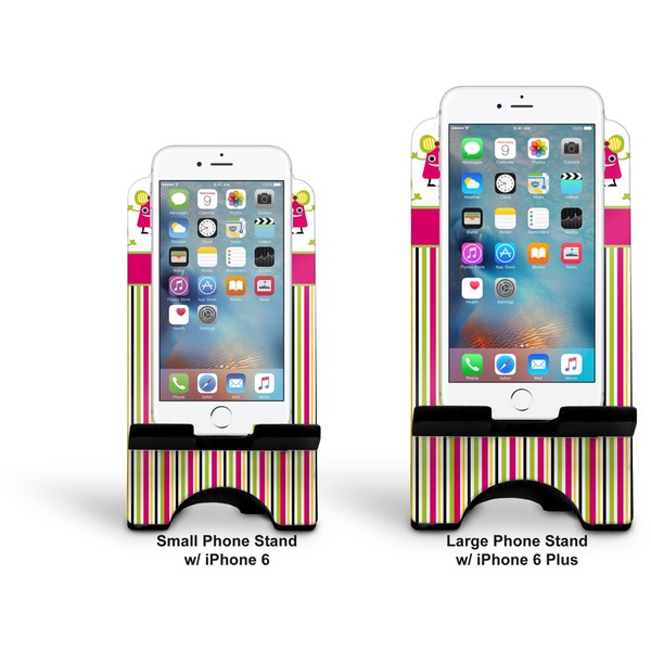 Pink Monsters & Stripes Stylized Phone Stand - Comparison