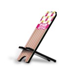 Pink Monsters & Stripes Stylized Cell Phone Stand - Small w/ Name or Text