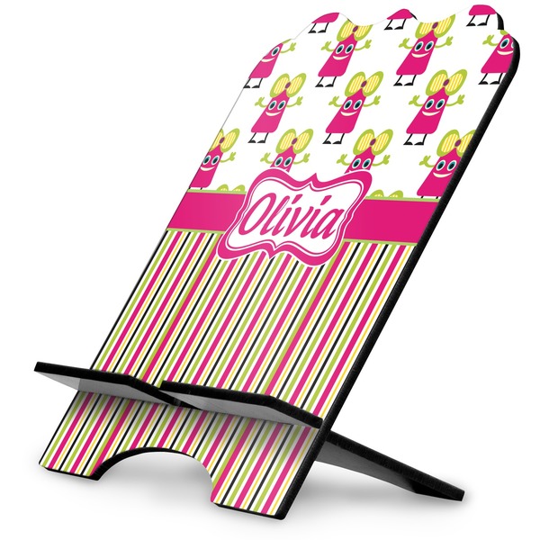 Custom Pink Monsters & Stripes Stylized Tablet Stand (Personalized)