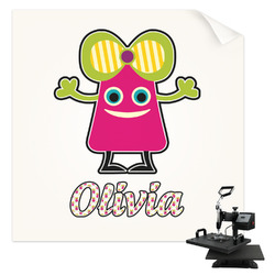 Pink Monsters & Stripes Sublimation Transfer - Pocket (Personalized)