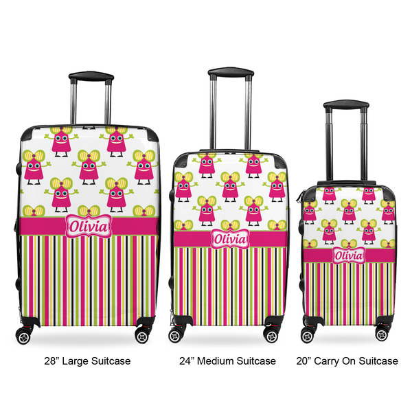Pink Monsters & Stripes Suitcase Set 1 - APPROVAL