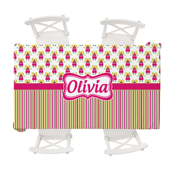 Custom Pink Monsters & Stripes Tablecloth - 58"x102" (Personalized)