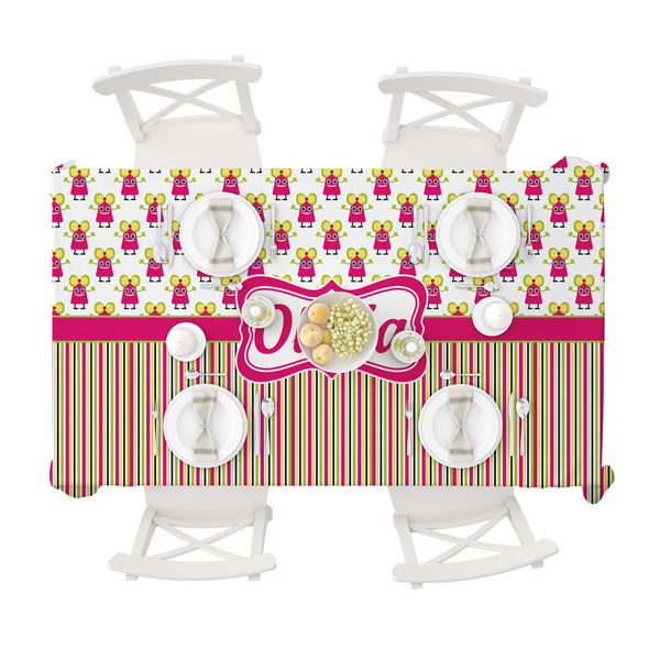 Pink Monsters & Stripes Tablecloths (58"x102") - TOP VIEW