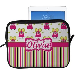Pink Monsters & Stripes Tablet Case / Sleeve - Large (Personalized)
