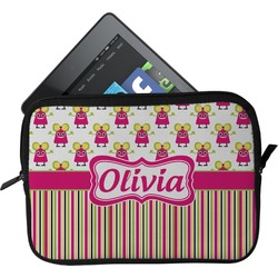 Pink Monsters & Stripes Tablet Case / Sleeve (Personalized)