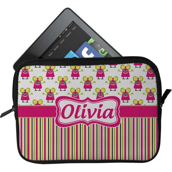 Custom Pink Monsters & Stripes Tablet Case / Sleeve - Small (Personalized)