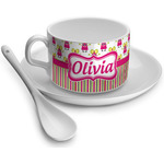 Pink Monsters & Stripes Tea Cup (Personalized)