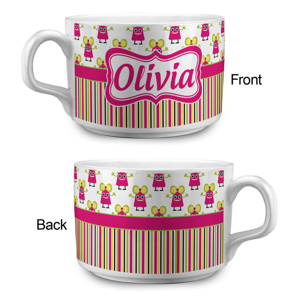 Pink Monsters & Stripes Tea Cup - Single Apvl