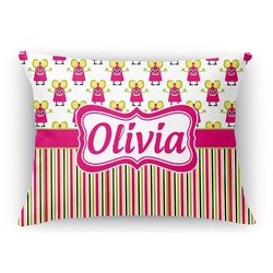 Pink Monsters & Stripes Rectangular Throw Pillow Case (Personalized)