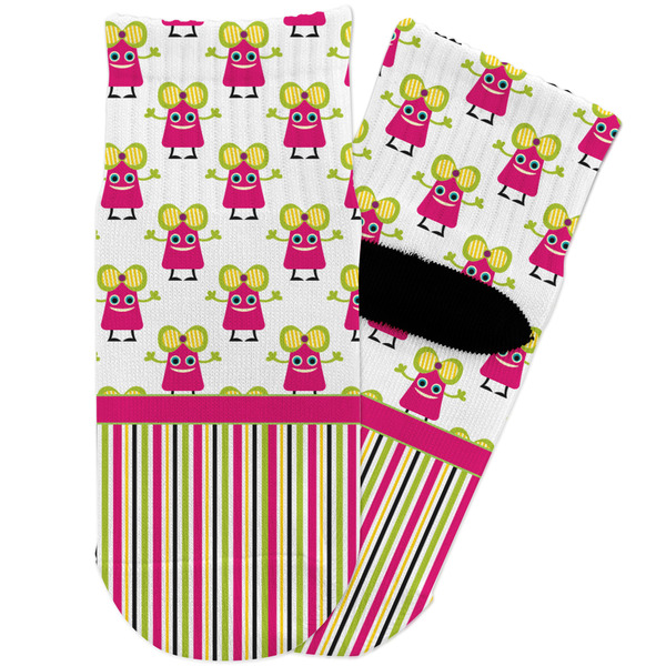 Custom Pink Monsters & Stripes Toddler Ankle Socks