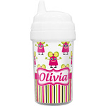 Pink Monsters & Stripes Toddler Sippy Cup (Personalized)