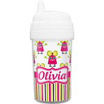 Pink Monsters & Stripes Sippy Cup (Personalized)