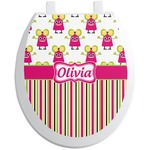 Pink Monsters & Stripes Toilet Seat Decal (Personalized)