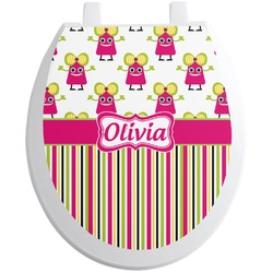 Pink Monsters & Stripes Toilet Seat Decal (Personalized)
