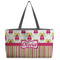 Pink Monsters & Stripes Tote w/Black Handles - Front View