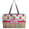 Pink Monsters & Stripes Beach Totes Bag - w/ Black Handles (Personalized)