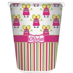 Pink Monsters & Stripes Waste Basket (Personalized)