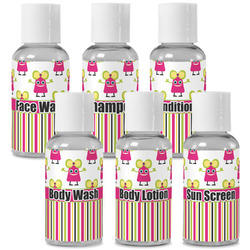 Pink Monsters & Stripes Travel Bottles (Personalized)