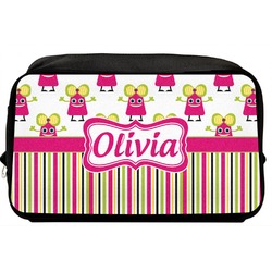 Pink Monsters & Stripes Toiletry Bag / Dopp Kit (Personalized)