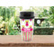 Pink Monsters & Stripes Travel Mug Lifestyle (Personalized)