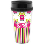 Pink Monsters & Stripes Acrylic Travel Mug without Handle (Personalized)