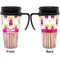 Pink Monsters & Stripes Travel Mug with Black Handle - Approval