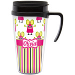Pink Monsters & Stripes Acrylic Travel Mug with Handle (Personalized)