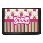 Pink Monsters & Stripes Trifold Wallet (Personalized)