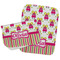 Pink Monsters & Stripes Two Rectangle Burp Cloths - Open & Folded