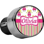 Pink Monsters & Stripes USB Car Charger (Personalized)