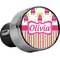 Pink Monsters & Stripes USB Car Charger - Close Up