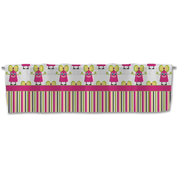 Pink Monsters & Stripes Valance - Front