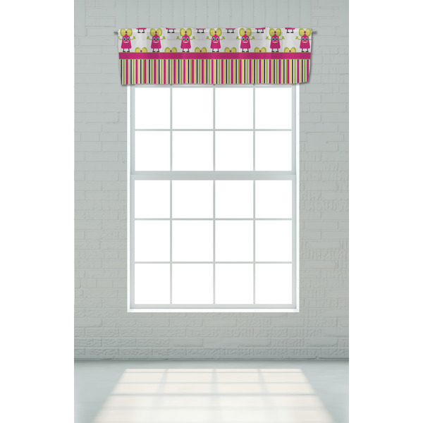 Pink Monsters & Stripes Valance - On window