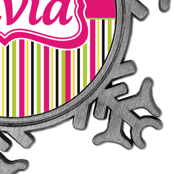 Pink Monsters & Stripes Vintage Snowflake - Detail