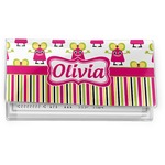 Pink Monsters & Stripes Vinyl Checkbook Cover (Personalized)
