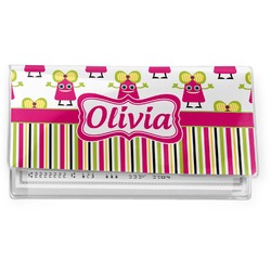 Pink Monsters & Stripes Vinyl Checkbook Cover (Personalized)
