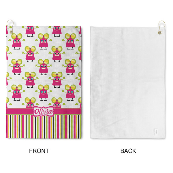 Pink Monsters & Stripes Waffle Weave Golf Towel - Approval
