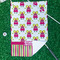 Pink Monsters & Stripes Waffle Weave Golf Towel - In Context
