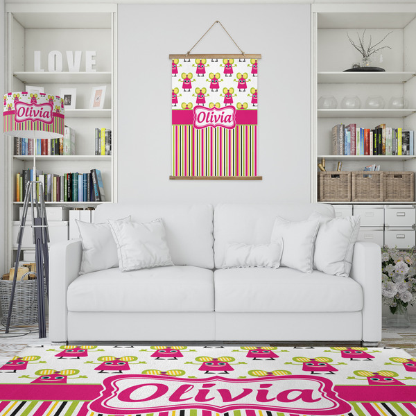Pink Monsters & Stripes Wall Hanging Tapestry - Portrait - IN CONTEXT