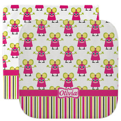 Pink Monsters & Stripes Facecloth / Wash Cloth (Personalized)