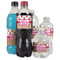 Pink Monsters & Stripes Water Bottle Label - Multiple Bottle Sizes