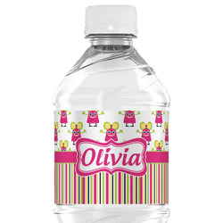 Pink Monsters & Stripes Water Bottle Labels - Custom Sized (Personalized)