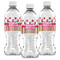 Pink Monsters & Stripes Water Bottle Labels - Front View