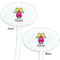 Pink Monsters & Stripes White Plastic 7" Stir Stick - Double Sided - Oval - Front & Back